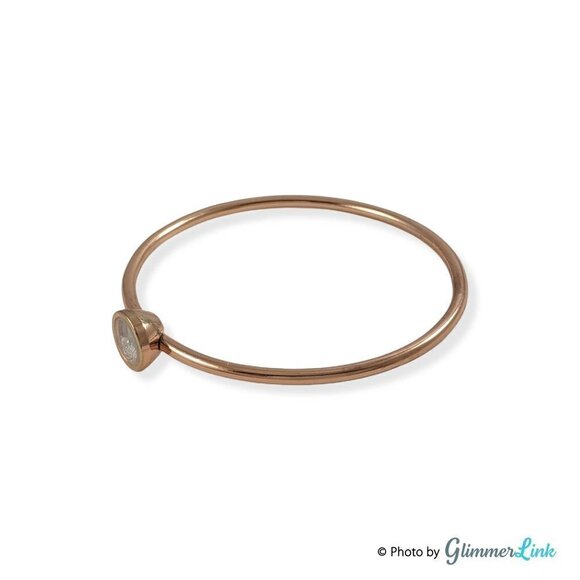 Minimalist Floating Rhinestones Rose Gold Tone Bangle Bracelet - Picture 4 of 9
